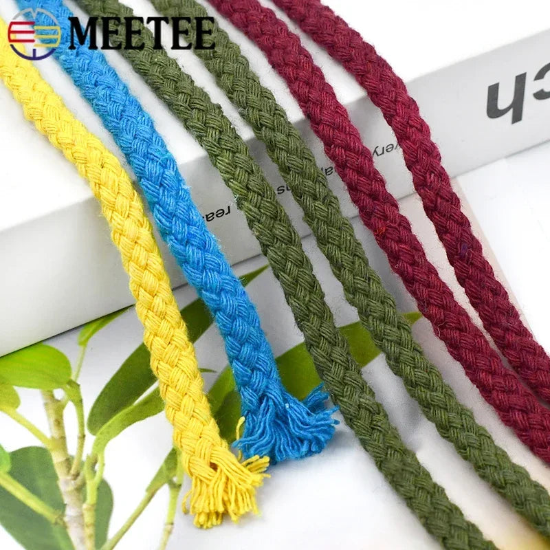 25/800Meters 7mm 8 Shares Round Cotton Cords Decorative Rope Twisted Braided Drawstring Ropes DIY Home Textile Craft Sewing