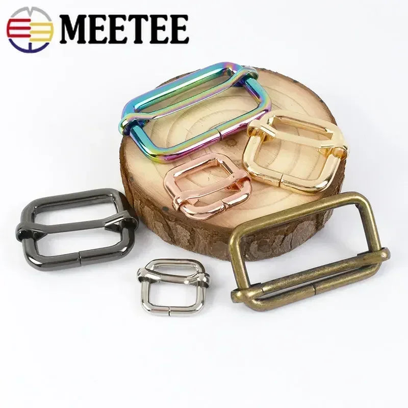 30/610Pcs 13-50mm Metal Pin Buckle Tri-Glide Slider Square Ring Buckles for Bag Strap Adjuster Webbing Belt Clasp DIY Accessories
