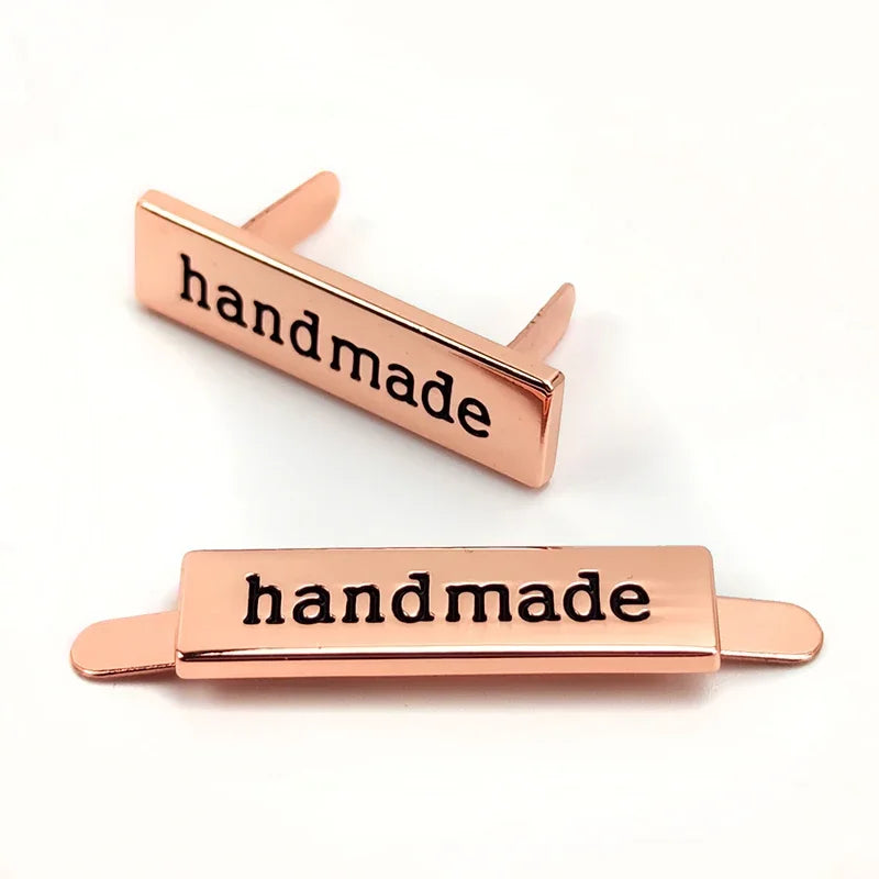 15/500pcs 36*10mm Handmade Metal Bag Labels Tag Handcraft Decorative Buckles for Purse DIY Hardware Sewing Leather Accessories