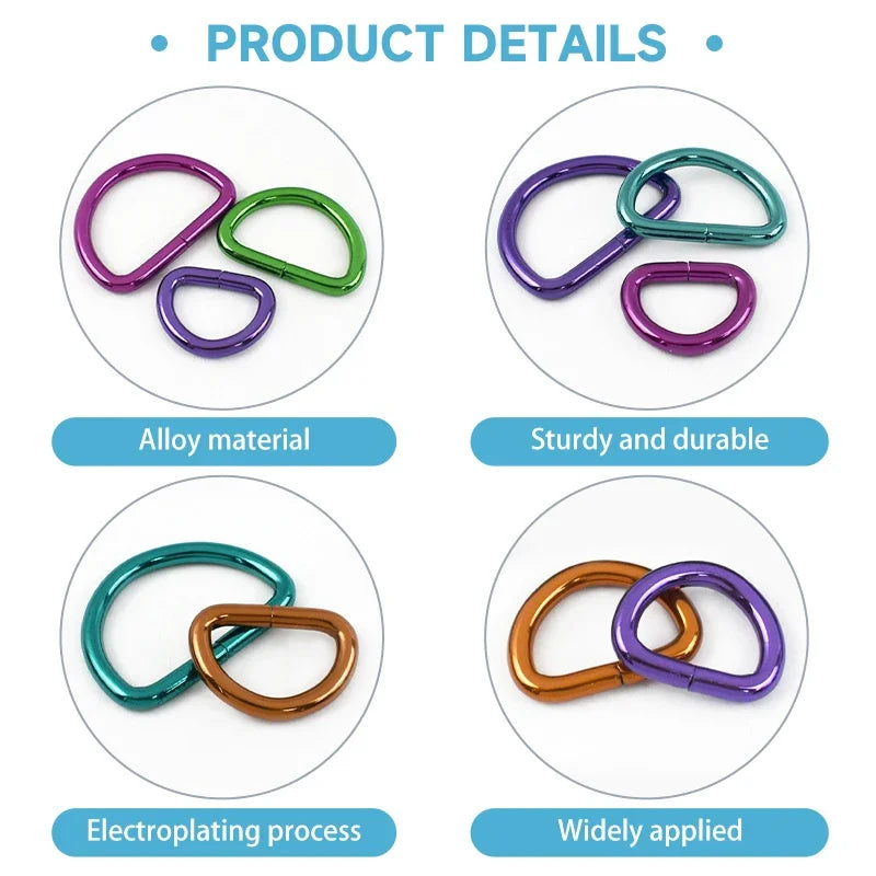15/500Pcs 20/25/32/38mm Metal D Ring Buckles Bags Strap Adjust Clasp Belt Buckle Dog Collar Leash Hook DIY Craft Accessories