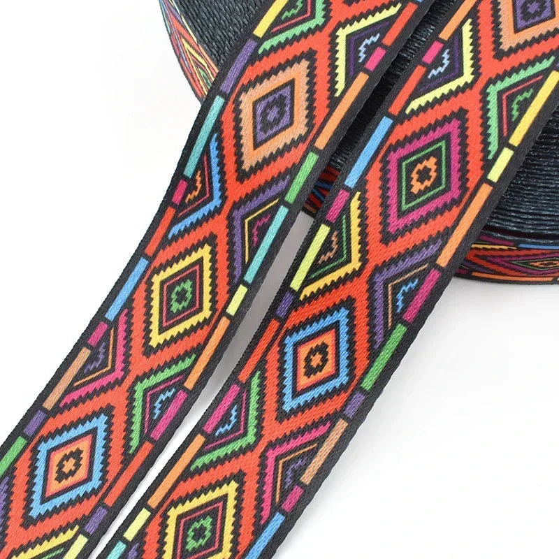5/150Meters Meetee 38mm Jacquard Printed Webbing Ethnic Ribbon Bags Strap Tape for Sewing Garment Belt Accessories