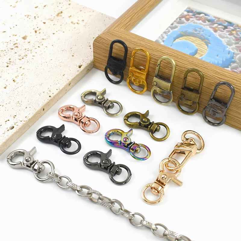 20/600Pcs Mini Carabiner Metal Buckles Swivel Rings Lobster Clasp Lanyards Trigger Spring Snap Hook Hardware Accessories
