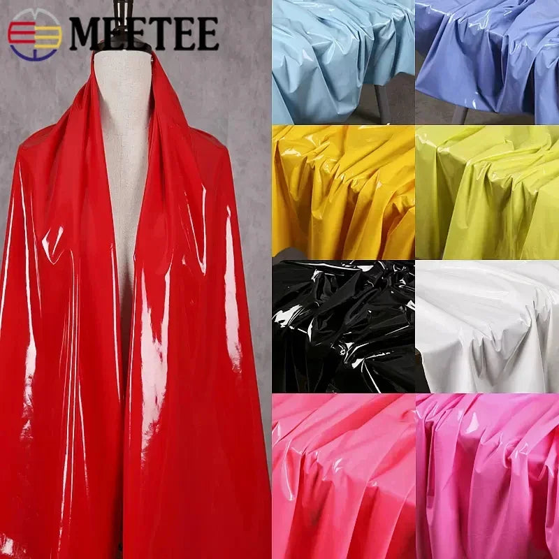 50/1000*145cm Meetee Shiny Glossy Soft Leather Fabric Elastic Faux PU Fabrics for Dress Clothes Cloth Material DIY Sewing Accessories