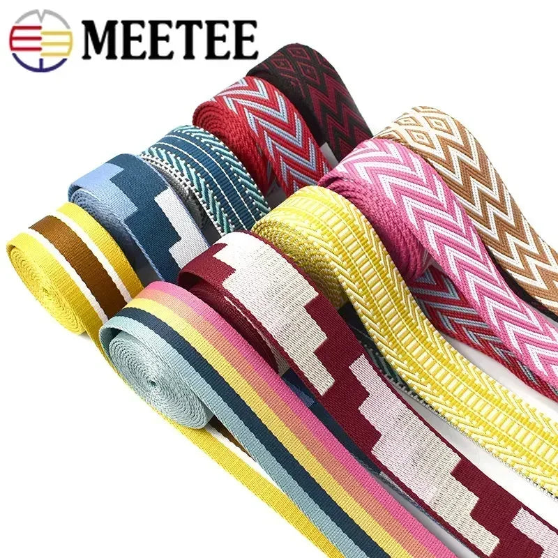 3/100Meters 38mm Thicken Polyester Jacquard Webbing Tape Luggage Decorative Belt Ribbon DIY Bags Shoulder Strap Sewing Accessories