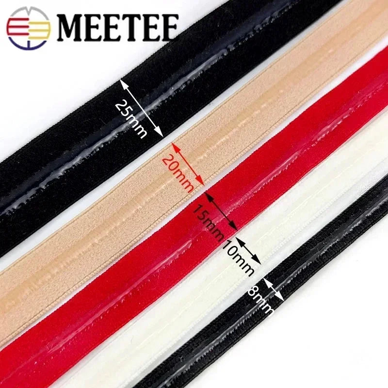 15/400M Meetee 8-25mm Elastic Band Transparent Silicone Non-slip Underwear Belt Rubber Stretch Ribbon Clothes Sewing Accessory