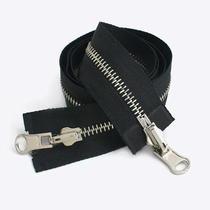 5Pcs 70-100cm Double Sliders Open-End Zippers 5# 8# Metal Zipper Clothing Closure Zip Luggage Replace Zips Sewing Accessories
