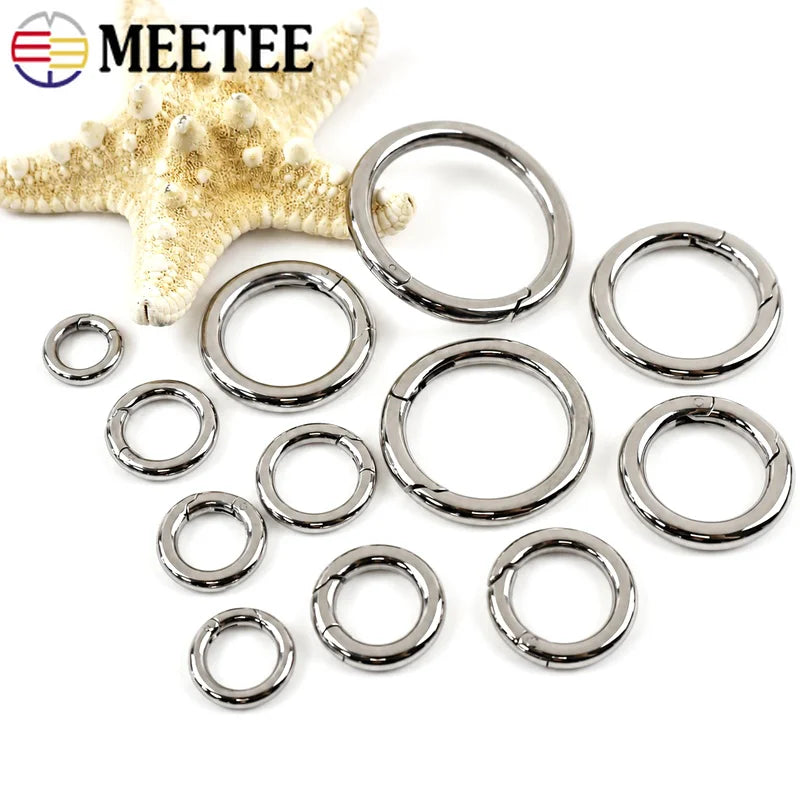 5/200Pcs 304 Stainless Steel Spring Buckle Openable O Ring Carabiner Bag Strap Snap Hook Pet Collar Clip Keychain DIY Accessories