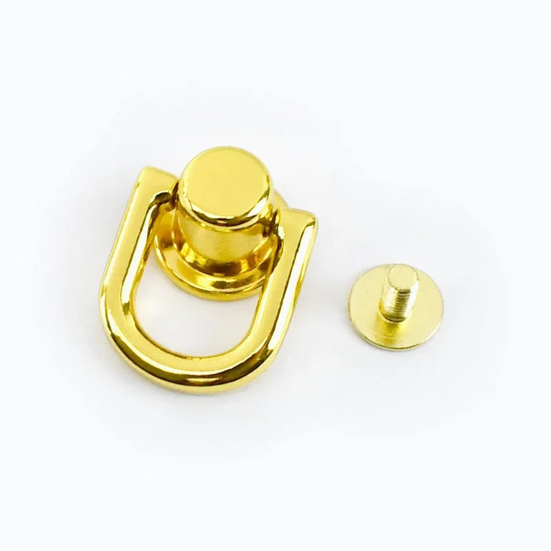 Meetee 10/300Pcs Metal D O Ring Stud Side Clip Bag Screw Nail Rivet Strap Connector Hang Hook Buckle DIY Purse Leather Accessories