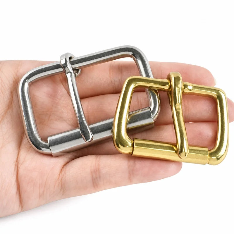 15/500Pcs 16-50mm Stainless Steel/Brass Roller Buckle Heel Bar Pin Buckles Leather Belt Adjust Clasp Bag Strap Hardware Replacement