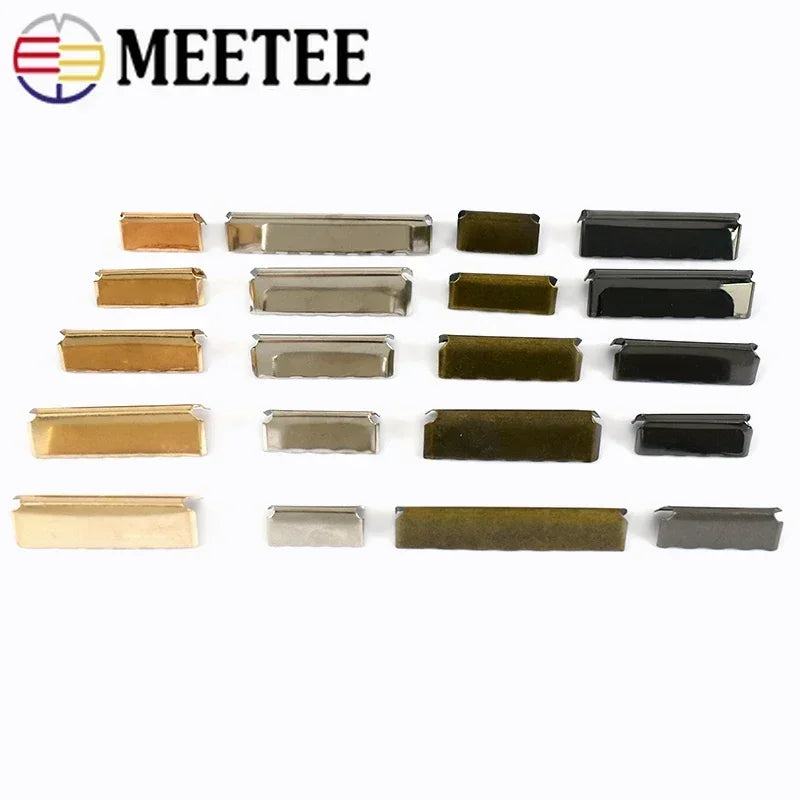 30/590pcs Meetee Metal Belt Clip Buckle Pants Belts Head Tail Stopper Webbbing Cord End Clips Buckles DIY Garment Accessories
