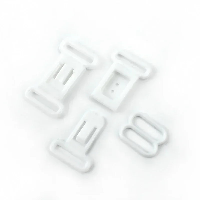 50Sets Black White Bra Strap Adjuster Plastic Buckles 12.5mm Swimsuit 8 Shape O Ring Buckle Underwear Slider Hooks Supplies