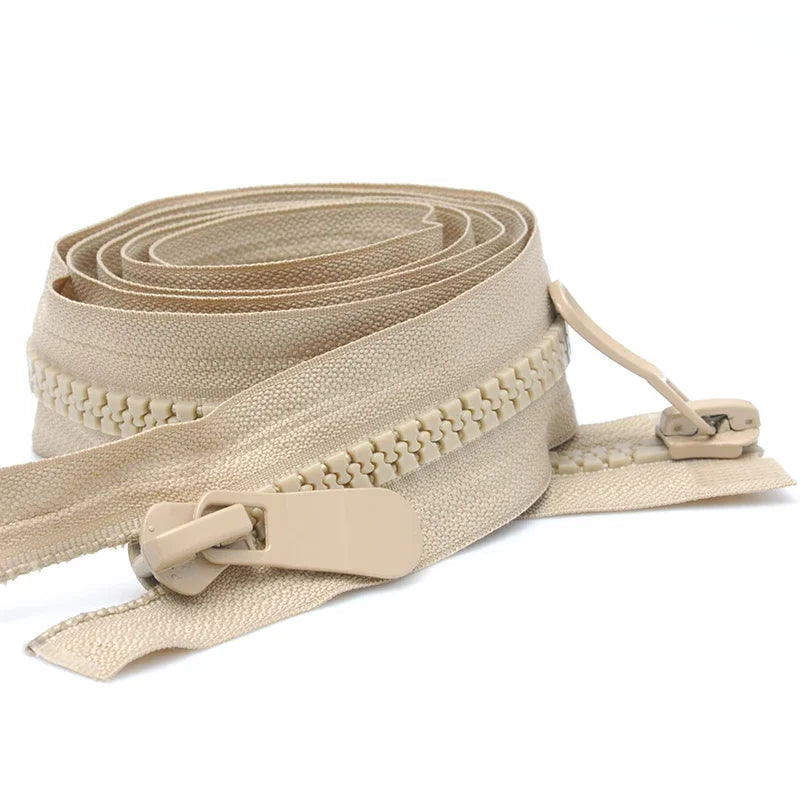 2/70Pcs Meetee 120cm 8# Resin Zippers Open End Double Slider Head Zip for Down Jacket Outdoor Backpack Tent Bag DIY Sewing Accessories