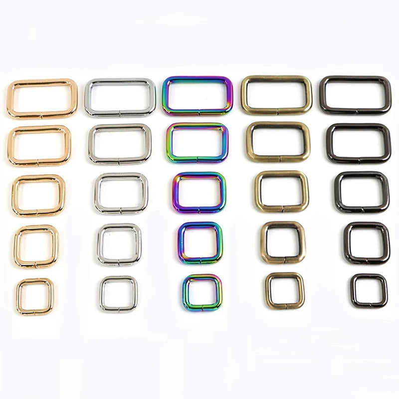 30/1000Pcs 13-50mm O D Ring Metal Buckles for Bag Strap Rectangle Rings Carabiner Clip Hook Webbing Belt Loop Crafts Accessories