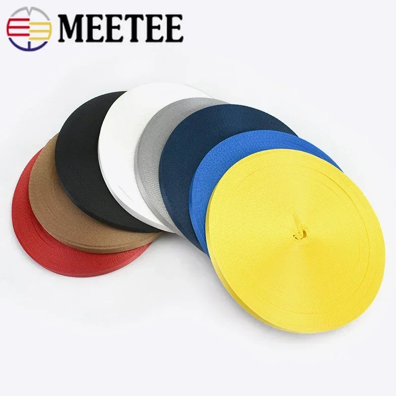 15/500Meters Meetee 10mm Colorful Nylon Webbing Ribbon Straps Bias Tape for Handmade Work Cards Strap Clothing Sewing Accessories
