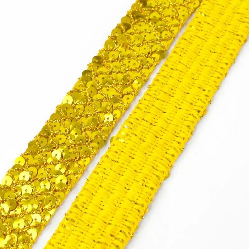 15/400M Sequin Lace Braided Band Decoration Ribbon for Clothes Not Elastic Trim Cosplay Dance Dress Wedding Sewing Accessories