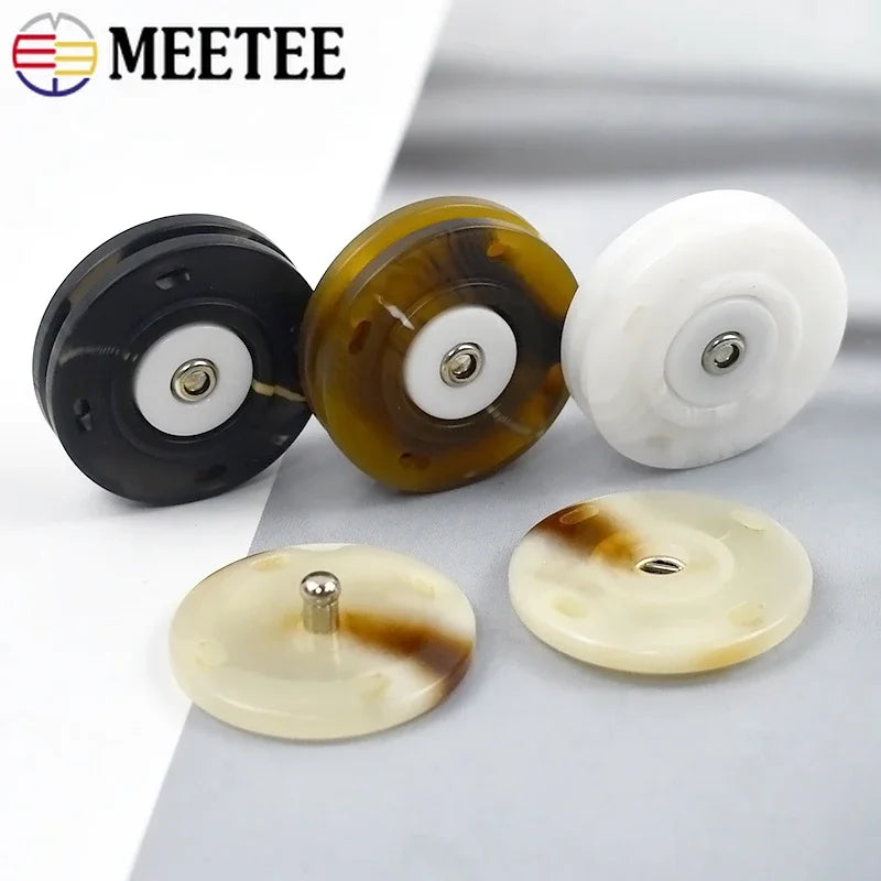 15/50Pcs  18/21/25mm Resin Buttons Invisible Fastener Round Snap Button for Overcoat Sweaters DIY Sewing Accessories