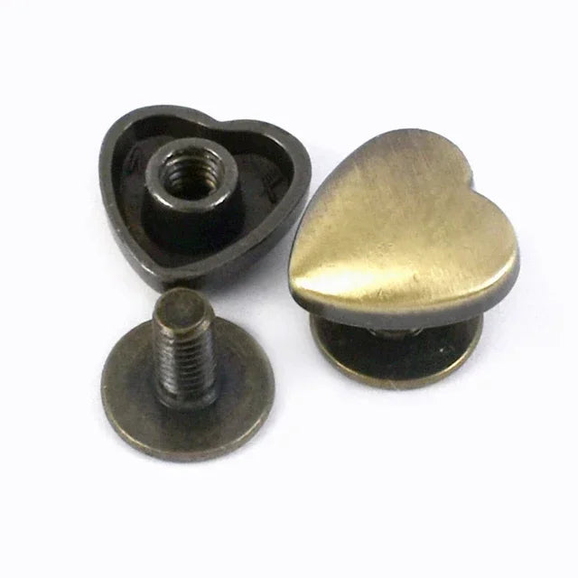 30/1100Pcs Meetee 8/13mm Heart Rivet Screw Bag Clothes Hardware Handbag Decorative Studs Button Nail Metal Buckles DIY Accessories