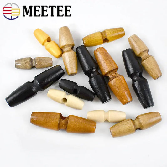 30/1000pcs Natural Wood Single Hole Buckle Overcoat Wooden Buttons for Tent Rope Buckles DIY Garment Sewing Accessories
