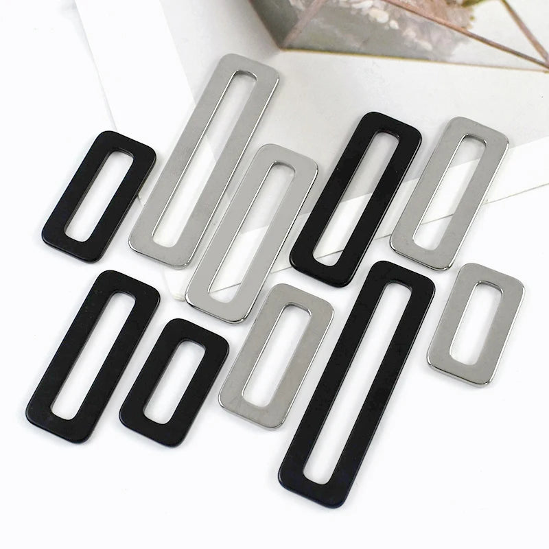 25/800Pcs Square O Ring Carabiner 20-50mm 304 Stainless Steel Buckles Bag Hanger Oval Rings Crochet Hook Webbing Tape Fastener