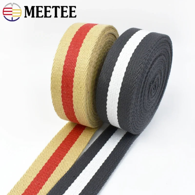 2/50Meters 38mm 2.5mm Thick Polyester Cotton Webbing DIY Sewing Jacquard Webbings Ribbons Clothes Bag Straps Hats Tapes
