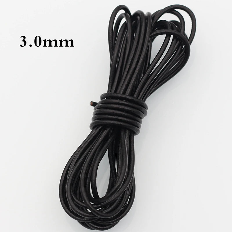 Meetee 3/100Meter 1.5/2/2.5/3/4/5mm Round Real Genuine Leather Cord Rope for Bracelet Necklace DIY Jewelry Cords Bags Craft Making