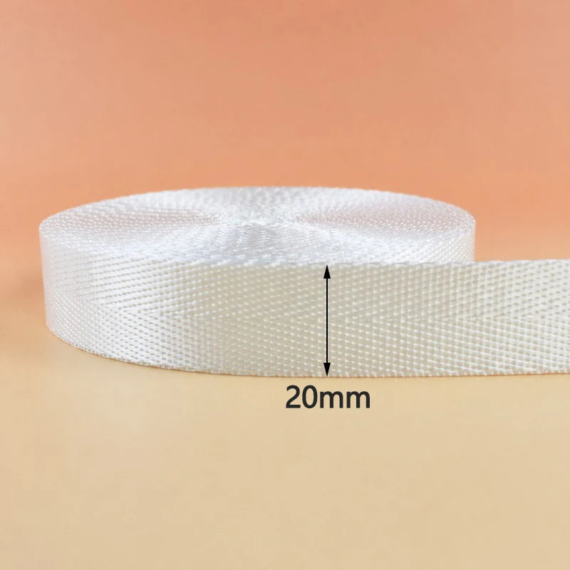 8/200Meters White Nylon Webbing 20-50mm Bag Shoulder Strap Tape Clothes Decorative Sewing Ribbon Bias Binding Accessories