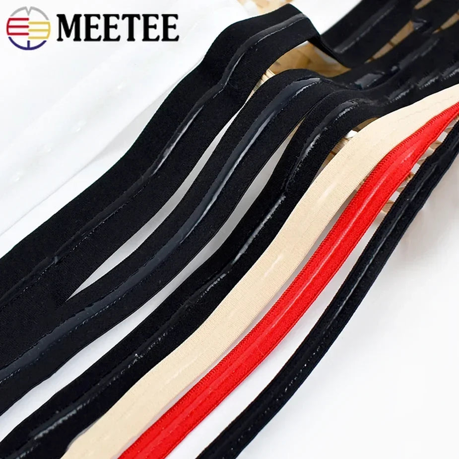 15/500M 8-25mm Silicone Elastic Bands for bra Underwear adhesive Rubber Band Garment Clothes Webbing Ribbon Sewing Accessory