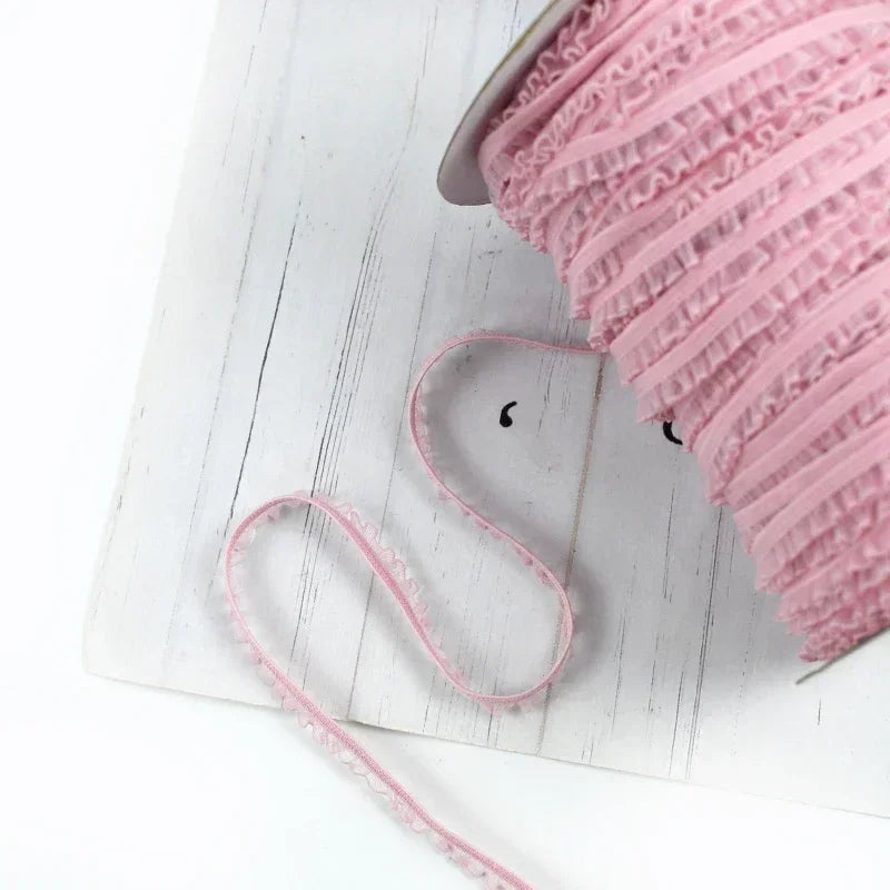 25/800Meters 6mm Elastic Band Pleated Lace Trim Stretch Ribbon for Sewing Underwear Strap Clothes Rubber Band DIY Accessories