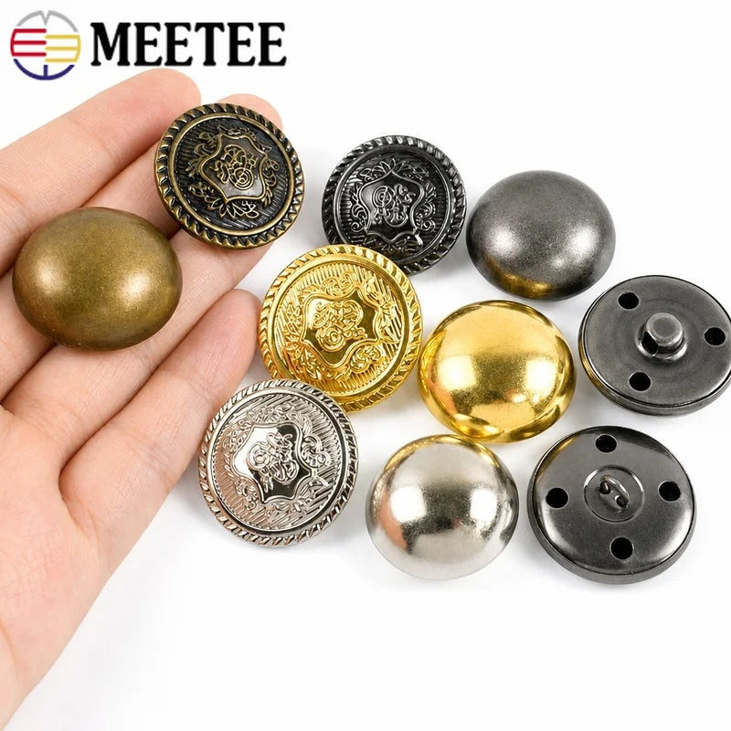 30/1200Pcs 15-25mm Vintage Mushroom Shank Button Metal Round Decor Buckle Jackets Fastener Clothes Sewing Replace Buttons Accessories