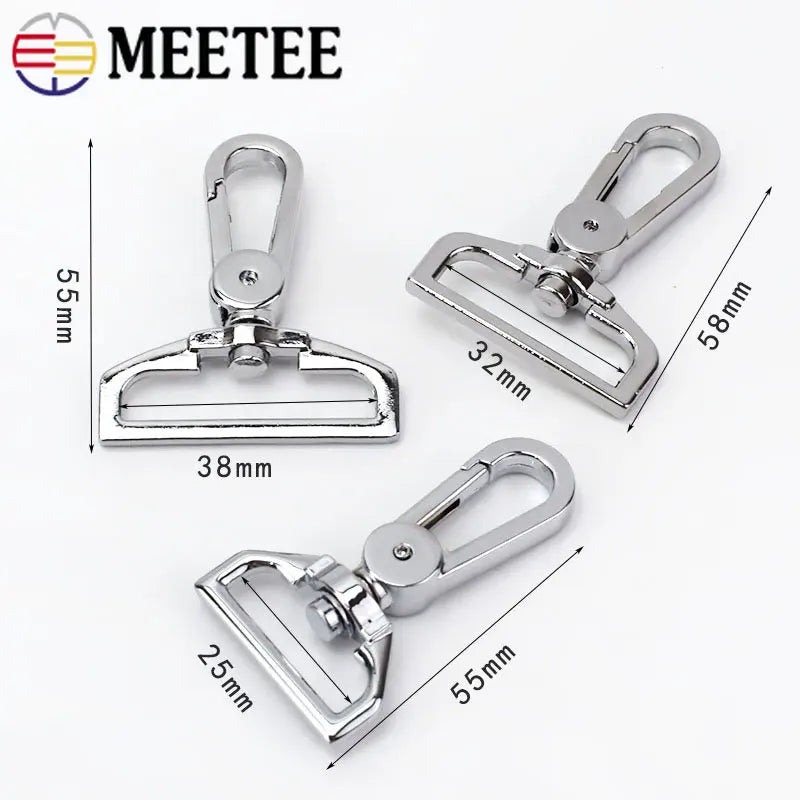 8/200pcs Meetee 25/32/38mm Bags Belt Metal Buckle Carabiner Snap Hook Lobster Clasps Dog Collar Clasp DIY Leathercraft Accessory