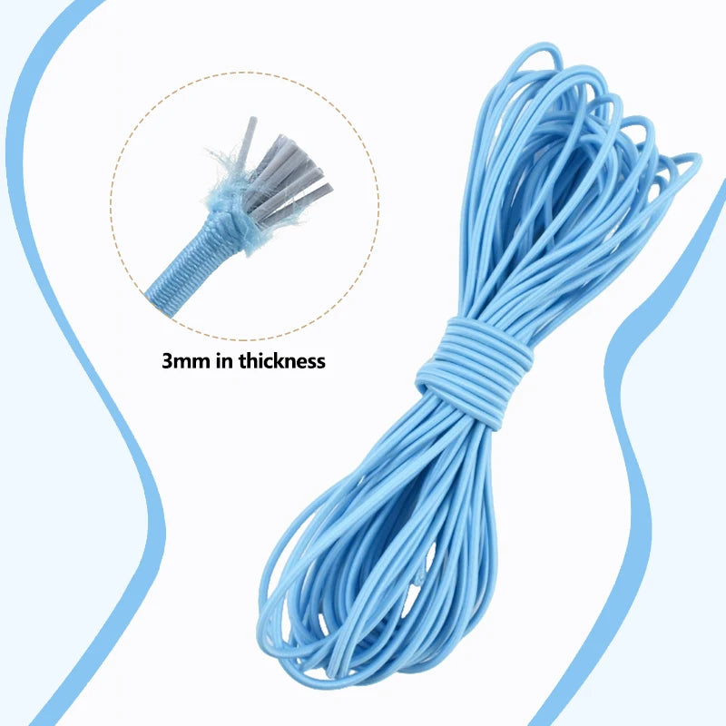 20/600M 3mm Round Elastic Cord Rubber Band Handmade Beaded Elastics Bungee Shock Rope Shoelace Sewing Loom Bands Supplies