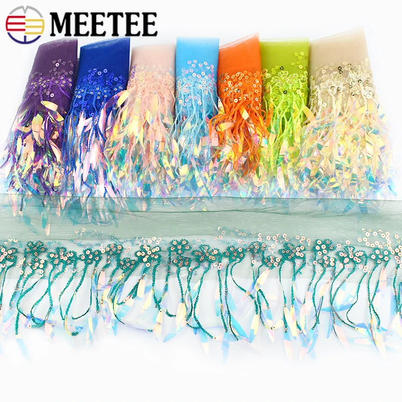 3/100Yards Sequin Tassel Mesh Tassels Fringe Decor Lace Trim Fabric for Wedding Clothes Curtain Fringes Trimmings DIY Accessories