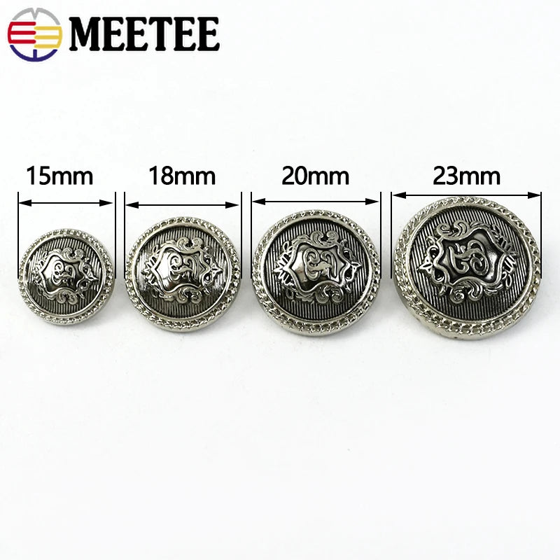 100Pcs Meetee Silver Retro Round Metal Buttons Coat Jacket Jean Decor Buckle Clothes Bag Sewing Button DIY Garment Accessories