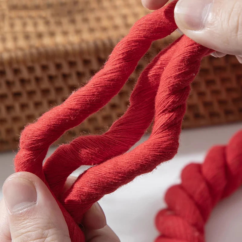 8/200Meter 5/8/12/20mm Red Twisted Cotton Cords for Bag Decoration Macrame Cord Knapsack Belt 3 Shares Braided Rope Sewing Yarn