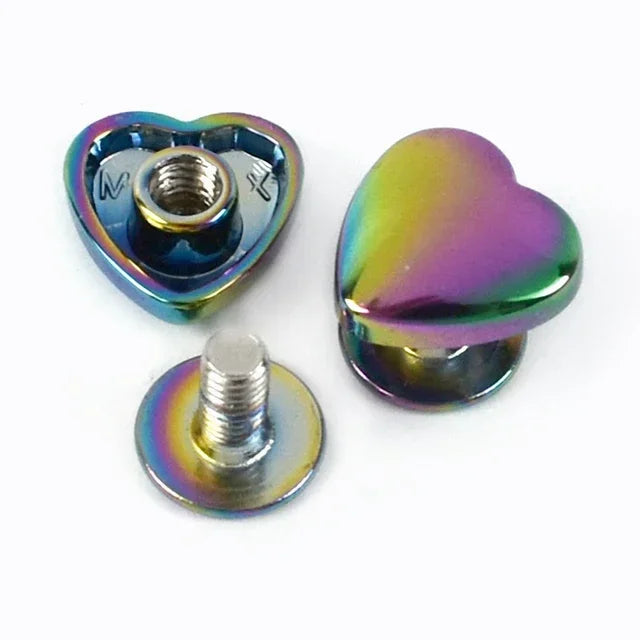30/1100Pcs Meetee 8/13mm Heart Rivet Screw Bag Clothes Hardware Handbag Decorative Studs Button Nail Metal Buckles DIY Accessories