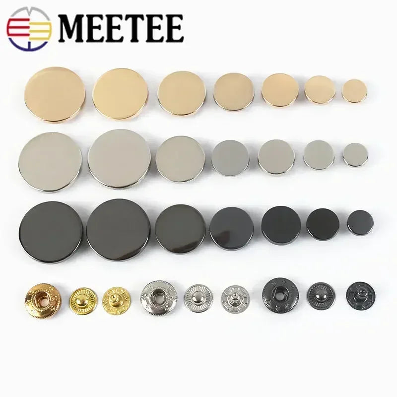 30/500Sets Meeteel 10-25mm Snap Fasteners Metal Snaps Press Studs Buttons for Sewing Clothes Jacket Coat Leather Craft Accessories