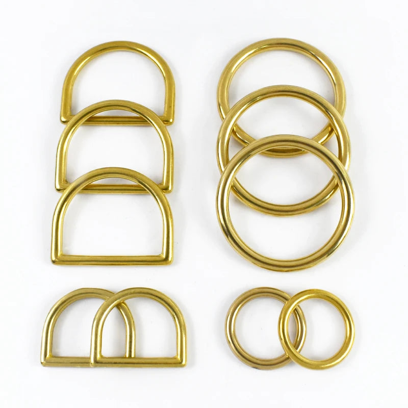Meetee 10/300Pcs 12-45mm Brass Bag Buckles Bags Hanger O D Ring Hook Side Carabiner Rings for Dog Coller Hardware Buckle Supplies