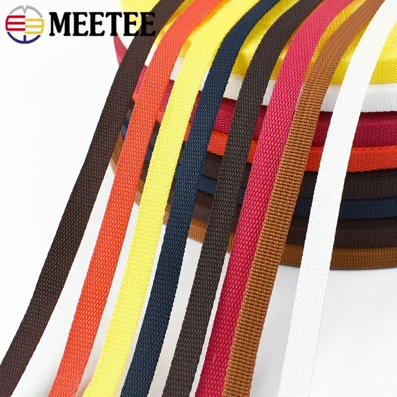 25/500Meters 3/8''inch(10mm) Polypropylene Webbing Weave Braided Belt Ribbon for Bags Dog Collar Belts Garment Sewing Accessory