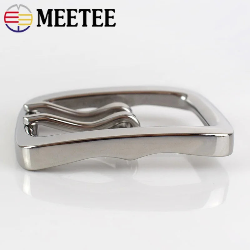 Meetee 1/40pcs 40mm Stainless Steel Single Double Pin Buckles Men's Belt Buckle Head DIY High Quality Hardware Leather Accessories