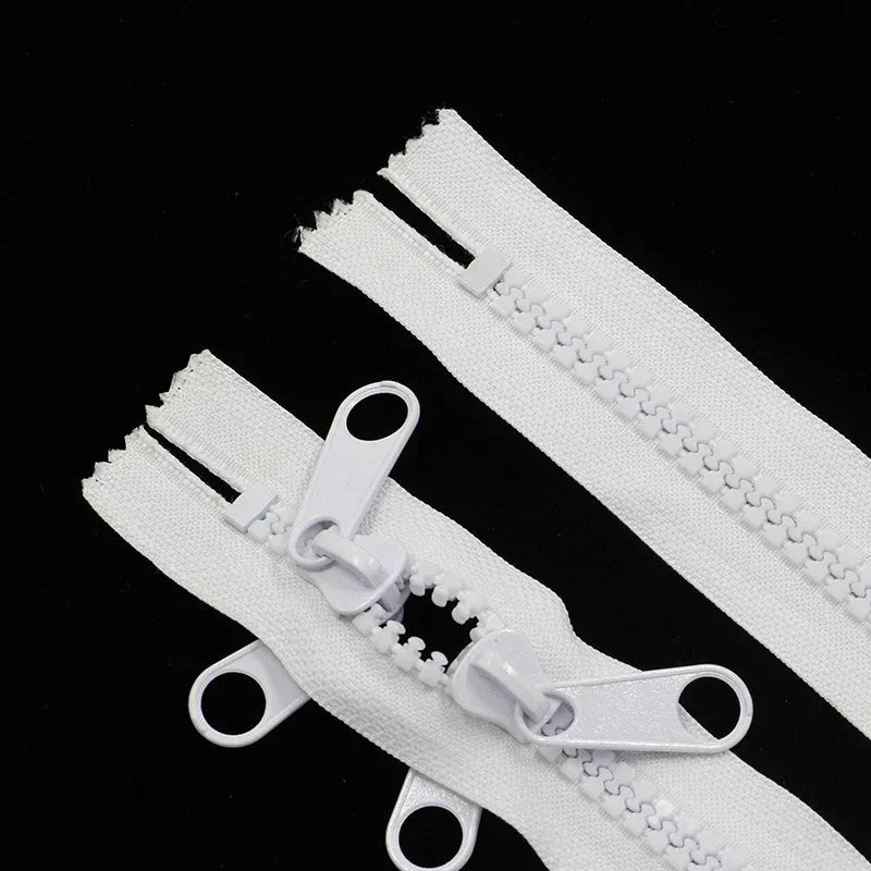 2/70Pcs 10# Resin Zipper Double Sliders Puller Two-way Zip Oversized Teeth Outdoor Tent Zippers DIY Sewing Accessories