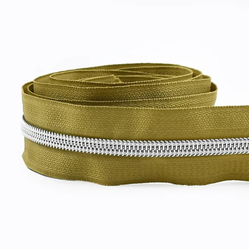 8/300M 5# Sewing Nylon Zipper Tape Silver Teeth Decor Zip Roll Jacket Bag Closure Zippers Repair Kits DIY Zips Replace Supplies