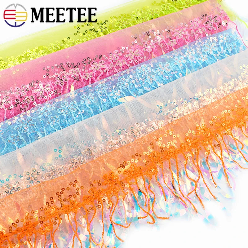 3/100Yards Sequin Tassel Mesh Tassels Fringe Decor Lace Trim Fabric for Wedding Clothes Curtain Fringes Trimmings DIY Accessories