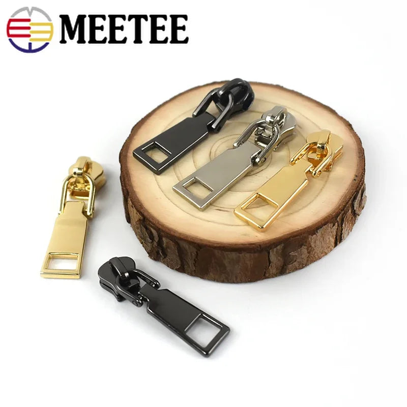 15/500pcs Meetee 5# Zipper Slider for Metal/Nylon/Resin Zippers DIY Bag Wallet Zip Head Puller Kit Garment Sewing Accessories