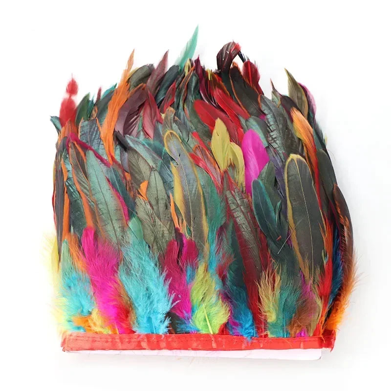 3/100M Meetee 5-6inch Natural Rooster Feather Tassel Lace Trim Fringe Ribbon for Party Dance Clothes Handmade Crafts Accessories