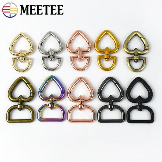 8/270Pcs Heart Metal Buckles Swivel Clasp Snap Hook Carabiner for Bag Strap Keychain Belt Buckle Diy Hardware Leather Accessories