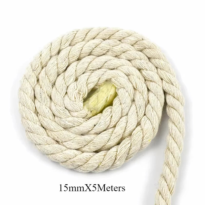 5/150Meter Meetee 5-20mm Beige Cotton Rope Thick Cords for Bag Strap Home Decor Accessories DIY Handmade Ropes Craft