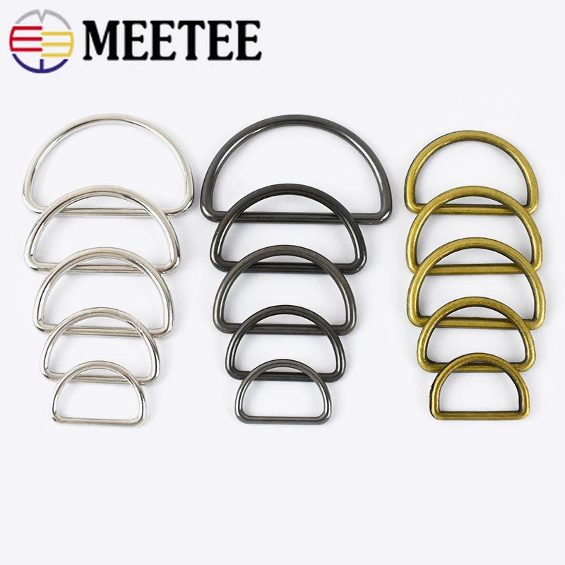 30/1370pcs Meetee 15-50mm Metal Dee D Ring Buckle Webbing Backpack Bag Shoes Adjustment Buckles Strap Pet Collar Sewing Accessories