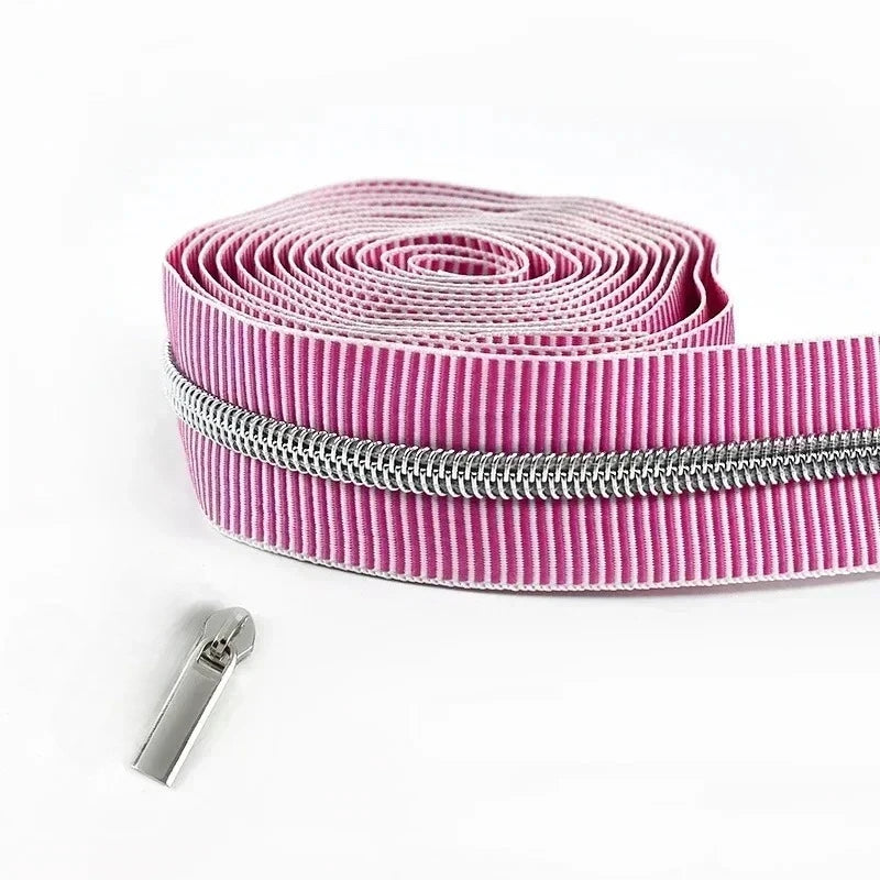 5/20Meters Meetee 5# Striped Nylon Zippers Tape for Sewing Bag Continuous Roll Coil Zip By the Meter DIY Garment Accessories