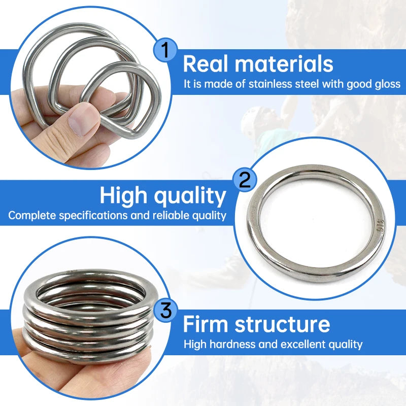 20/500Pcs 304 Stainless Steel Buckle 15-100mm Bag Strap O D Ring Hook Keychain Connector Loop Buckles Pet Collar Hardware Supply