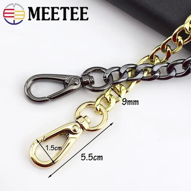 2/70Pcs Meetee 60/100/110/120cm Handbag Metal Chains with Buckles DIY Bags Purse Replacement Shoulder Straps Hardware Parts Accessories